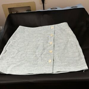 Loft Light Blue Button-Front Mini Skirt size 4